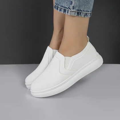 کفش اسپرت و راحتی زنانه و دخترانه بغل کش رنگ سفید کد M985