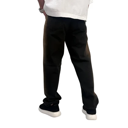 شلوار جین بگ مردانه مشکی قهوه ای مدل دورنگ