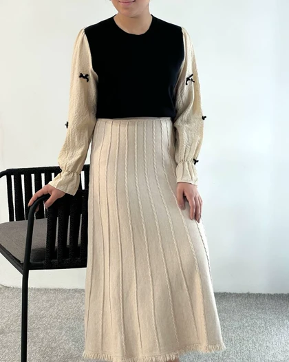 پلیور بافت مشکی/قهوه ای پاپیون کد 5121