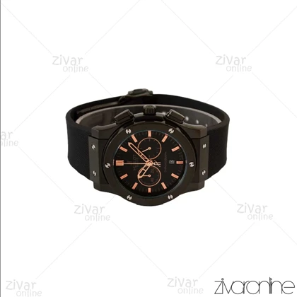 ساعت هابلوت مردانه کلاسیک فیوژن سه موتوره تمام مشکی عقربه رزگلد 104409