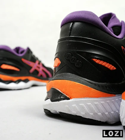 کتانی بزرگ پا مشکی بنفش نارنجی ASICS GEL-KAYANO 27