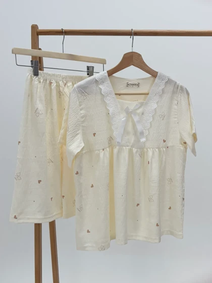 ست لباس راحتی بلوز و شلوارک کد 115