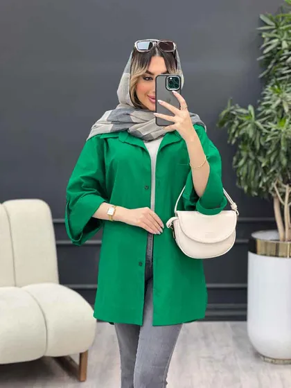 مانتو تک جیب جلو دکمه