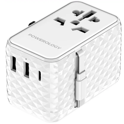 مبدل برق چندکاره 2500 وات و شارژر دیواری فست USB و تایپ‌سی 20 وات پاورولوژی PWCUQC028