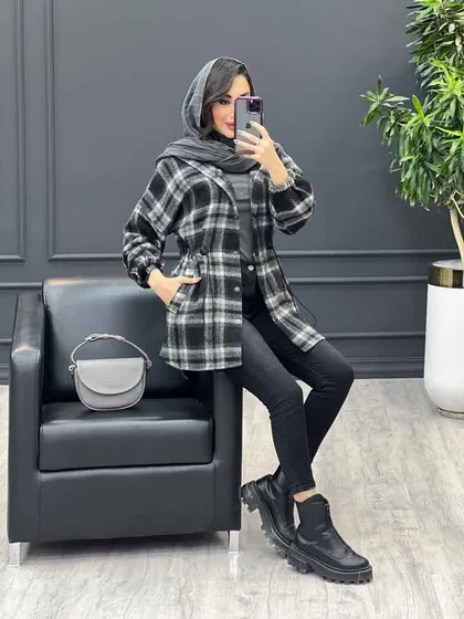 شکت چهارخونه کلاه دار کمرگت