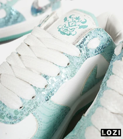 کفش کتانی مردانه و زنانه سفید آبی سبز NIKE dunk low steam puppet
