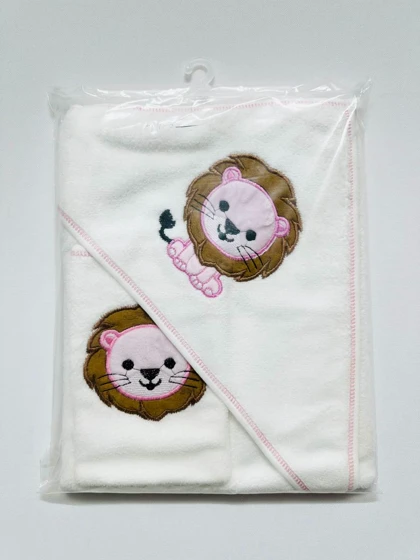 حوله با لیف نوزادی پسرانه طرح شیر 11668