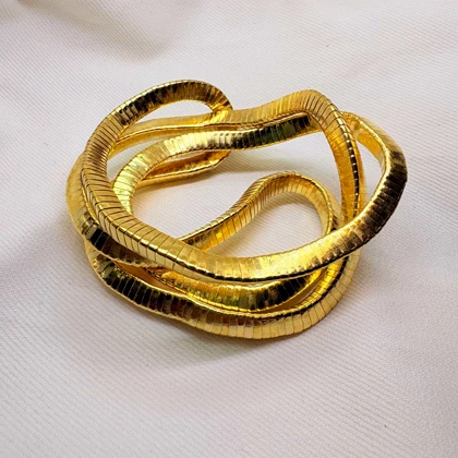 اکسسوری استیل مدل «منعطف ماری طلایی» | قابل استفاده به عنوان دستبند، گردنبند و پابند (آبکاری طلا)