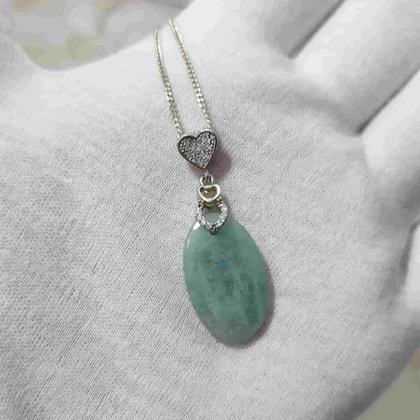 گردنبند سنگ طبیعی آکوامارین با آویز نقره (بدون زنجیر)