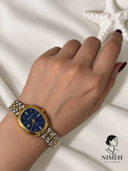 ساعت زنانه بیضی دو رنگ