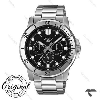 ساعت کاسیو MTP-VD300D-1EU اورجینال سه موتوره فول دیت صفحه مشکی Casio-10783-G