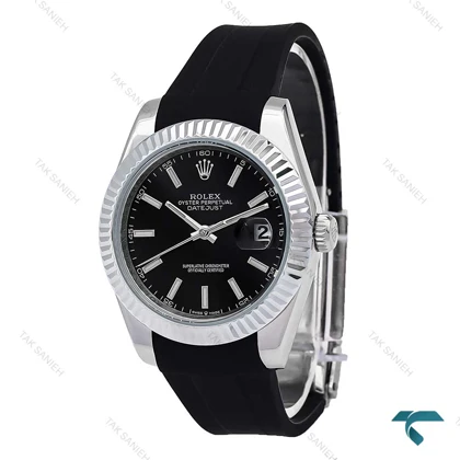 ساعت مردانه رولکس DateJust 2 بند رابر مشکی Rolex-6615-G