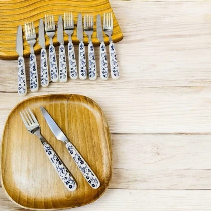 ست کارد و چنگال میوه خوری دنی هوم گل سرمه ای /A0299