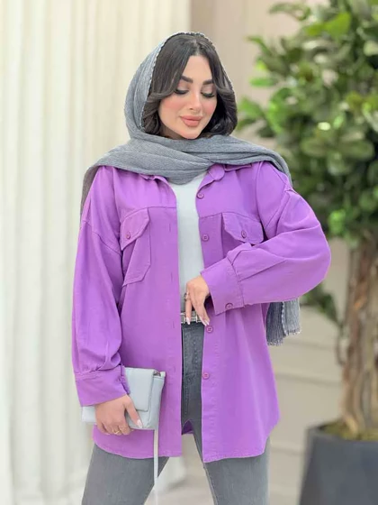 مانتو کتان جیب پاکتی برش‌دار