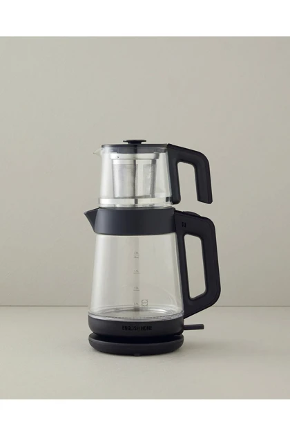 چای‌ساز شیشه‌ای و کتری English Home مدل CMK 6001 - مشکی