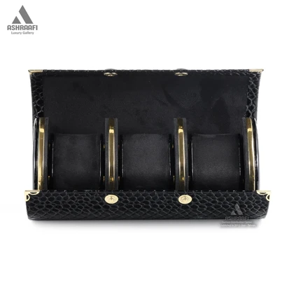 جعبه ساعت 3 عددی چرم Leather Travel Watch Case 3-K3