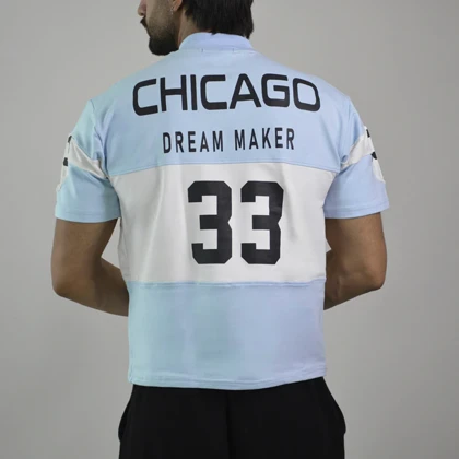 تیشرت اسپرت ریسینگ شیکاگو مدل ZRA-4D0558 آبی روشن