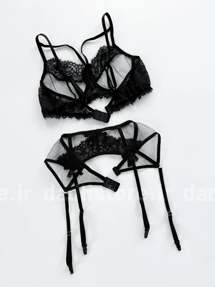 ست شورت و سوتین فنر دار هارنس و گارتر دار تور و دانتل فانتزی