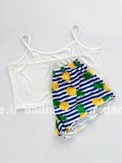 ست لباس خواب تاپ و شورتک طرح آناناس