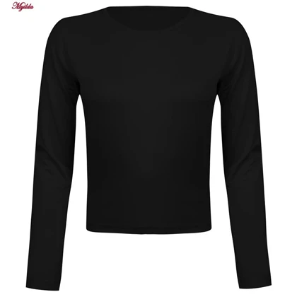 کراپ تیشرت آستین بلند زنانه ایپک مدل پشت بندی رنگ مشکی کد 5224-612P
