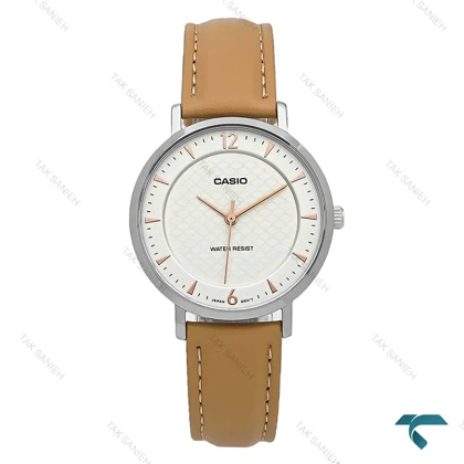 ساعت آنالوگ کاسیو اصلی بند چرم قهوه ای Casio-7694-U