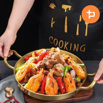 تابه سرو دسته دار گرد طلایی