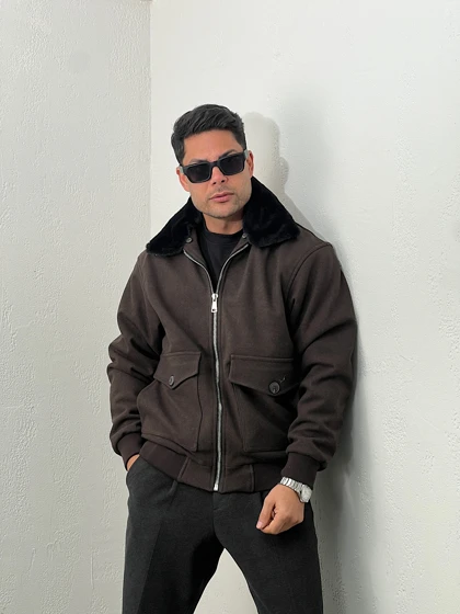 کاپشن مردانه فوتر یقه خز mc