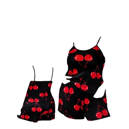 تاپ و شورتک فانتزی سایز بزرگ طرح گیلاس برند سی اس فور کد 100402