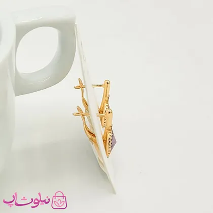 گوشواره زنانه ژوپینگ با سواروسکی بنفش