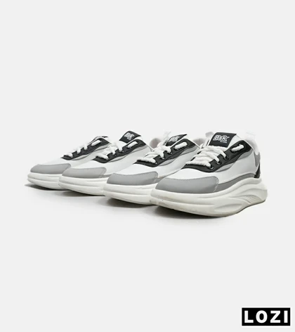 کفش کتانی مردانه سفید طوسی BERSHKA