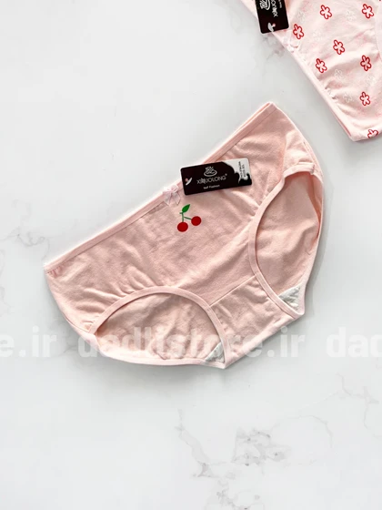 شورت اسلیپ نخ پنبه عروسکی سفید پنککی طرح گیلاس