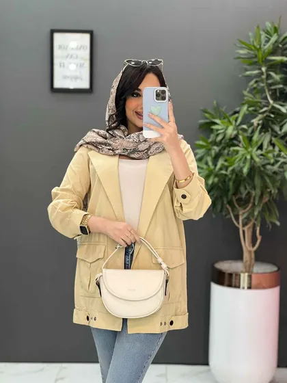 مانتو بغل دکمه جیب پاکتی