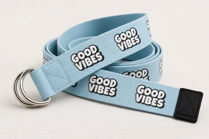 کمربند بگی تریپی طرح Good vibs آبی فیروزه ای / اورجینال دیلم
