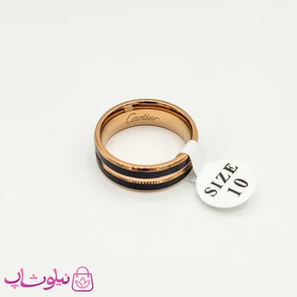 انگشتر رینگ مردانه استیل مشکی رزگلد طرح Cartier