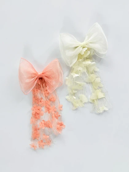 گیره مو انبری پاپیون دوبل حریر