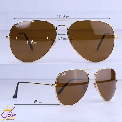 عینک آفتابی ری بن مردانه طلایی شیشه قهوه ای 3026/21