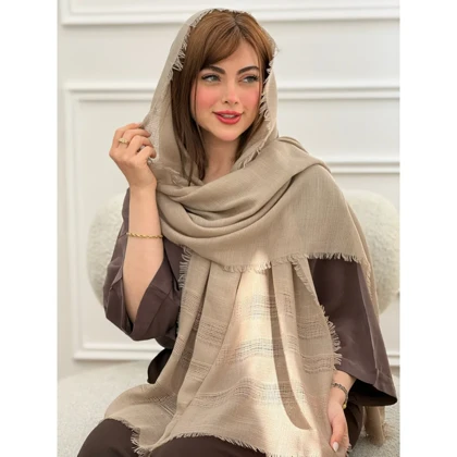 شال نخی ساده حاشیه حصیری دورریش