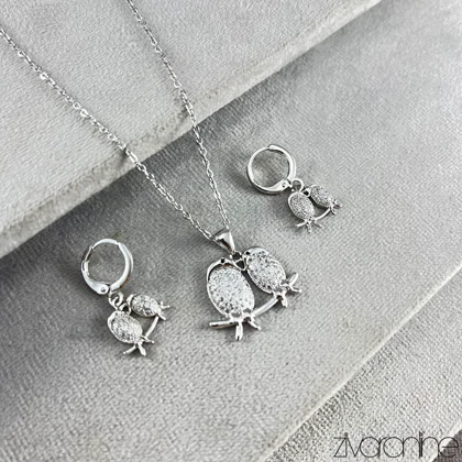 نیم ست طرح پرنده نگین‌دار 10124