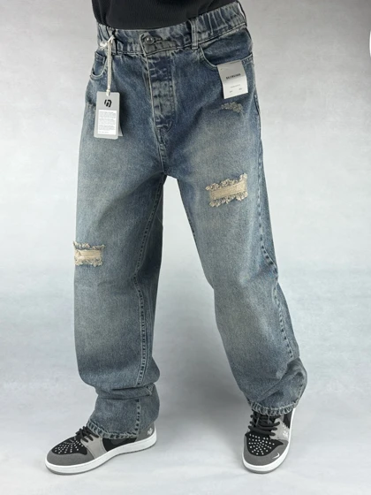 شلوار بگ مردانه کثیف شور زاپ‌دار 152