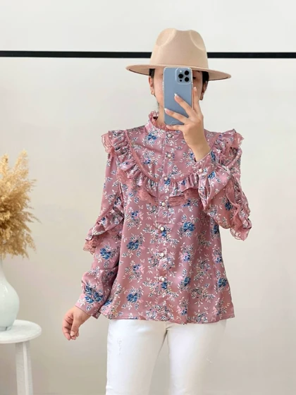 شومیز ساتن جلو چین کد 2658