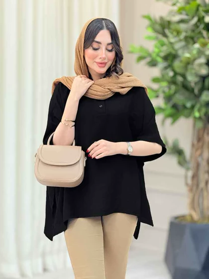 مانتو پانچ یقه دو دکمه