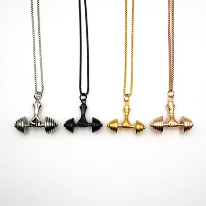 گردنبند استیل طرح دمبل مدل 7200