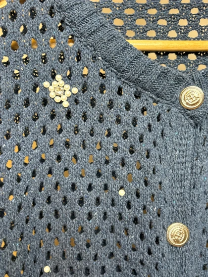 کاردیگان بافت سورمه ای روشن