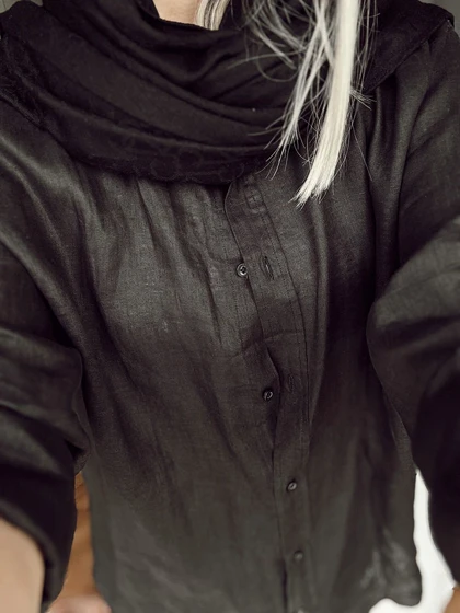 شومیز لینن مشکی CH695