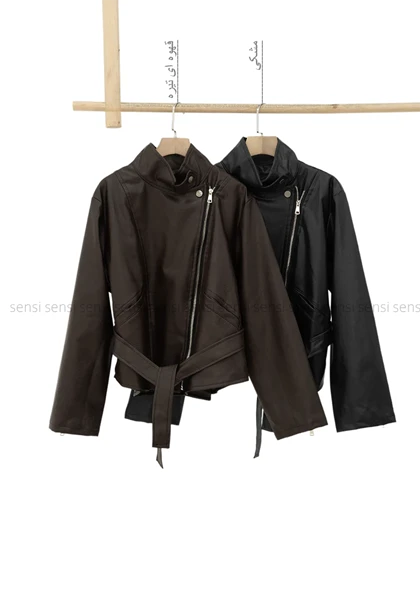 بایکر چرم یقه ایستاده کد1004937