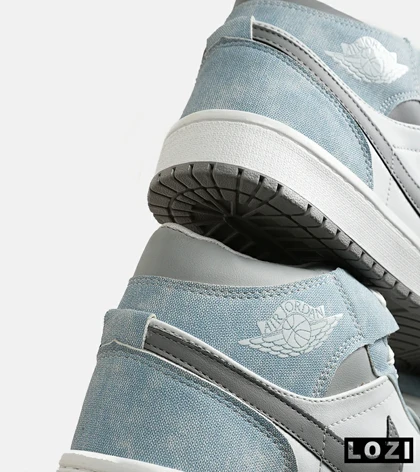 کفش کتانی ساق‌دار مردانه و زنانه سفید آبی طوسی NIKE jordan 1 مدل 6564