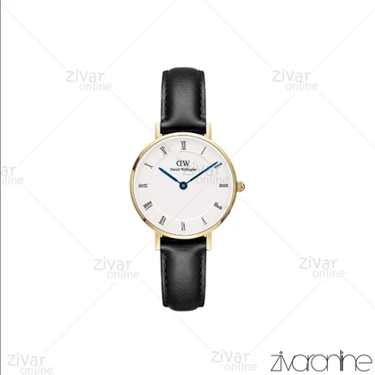 ساعت دنیل ولینگتون زنانه قاب طلایی ایندکس یونانی بند چرم اسمال 105995