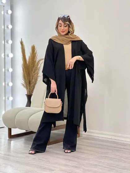 مانتو آستین دوبل بغل بند دار