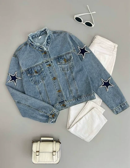 کت جین مروارید دوزی کد 2928