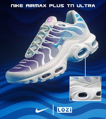 کفش کتانی مردانه و زنانه سفید بنفش آبی NIKE AirMax Plus TN Ultra مدل 7002